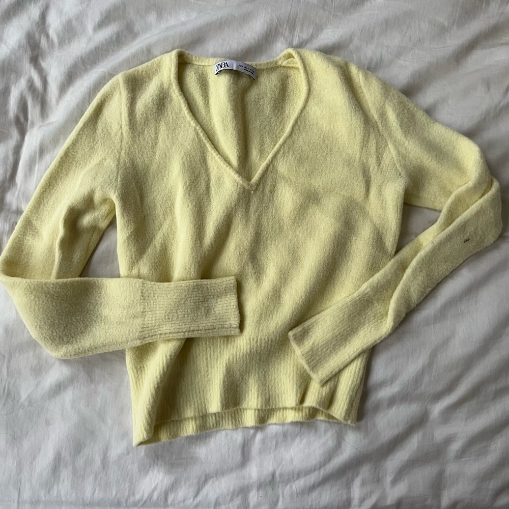 Zara Yellow V Neck Sweater